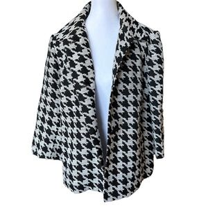 Anne Klein Black and White Hounds Tooth Swing Coat 3/4 Sleeves Women’s 1X Plus